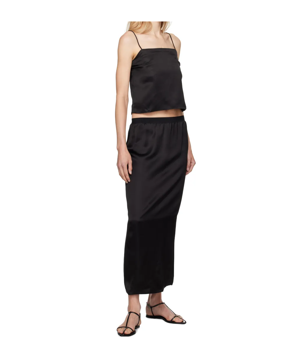 Elastic Waist Midi Skirt