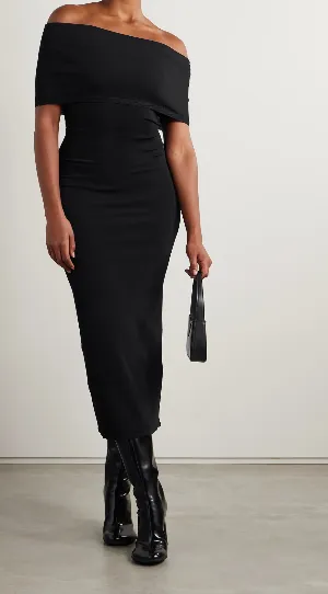 Off-Shoulder Ribbed Dress