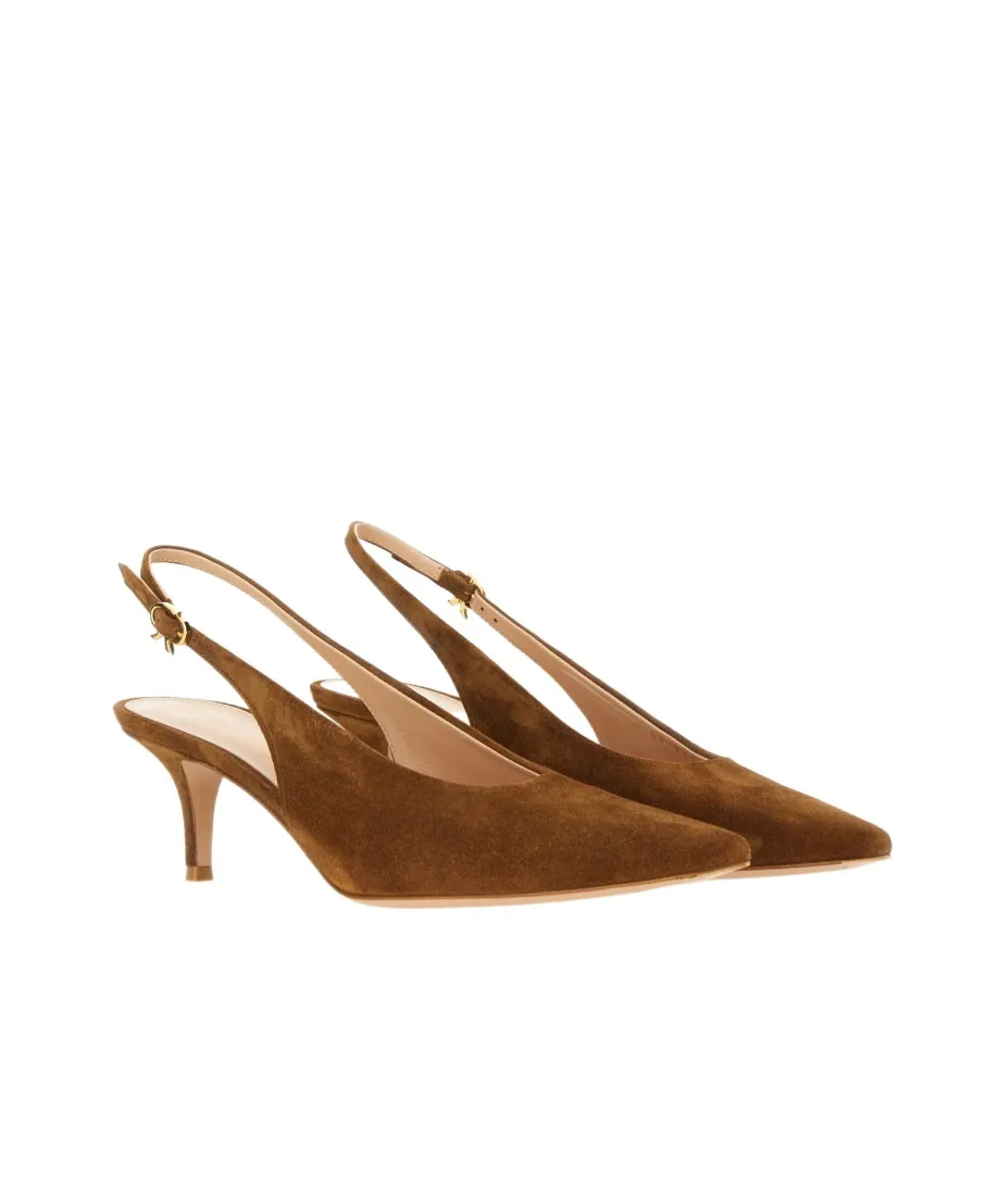 Gianvito Rossi Robbie Kitten Heel Slingback Pumps