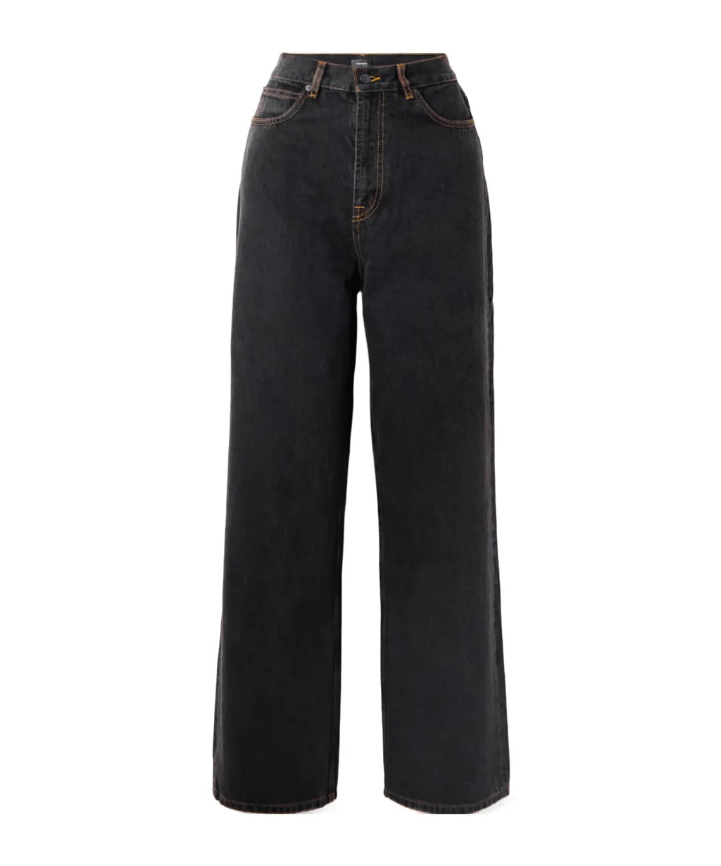Logo-Patch Cotton Wide-Leg Jeans