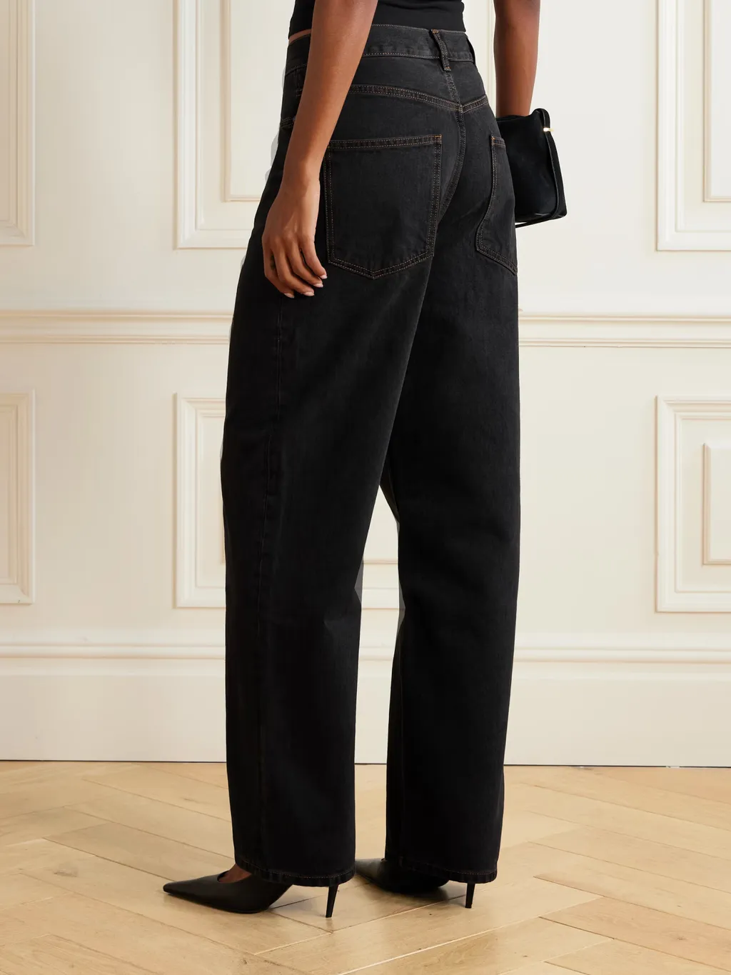 Logo-Patch Cotton Wide-Leg Jeans