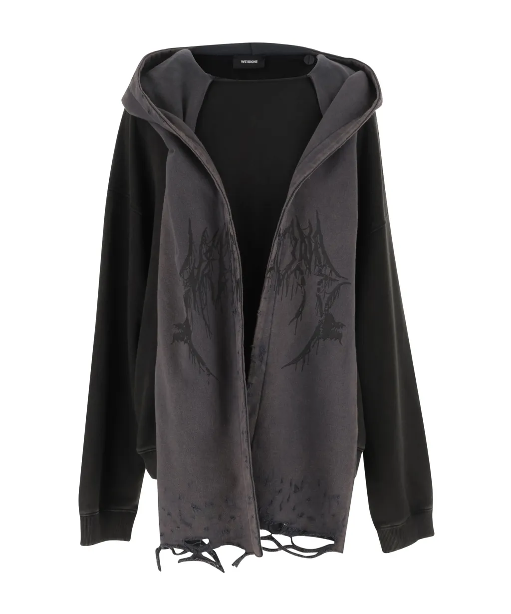 We11Done Distressed Muffler Hoodie
