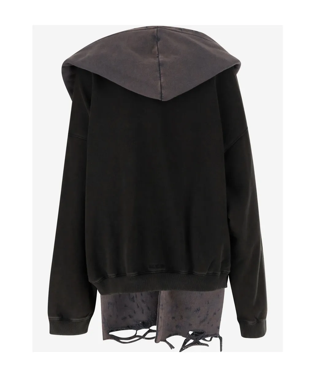 We11Done Distressed Muffler Hoodie