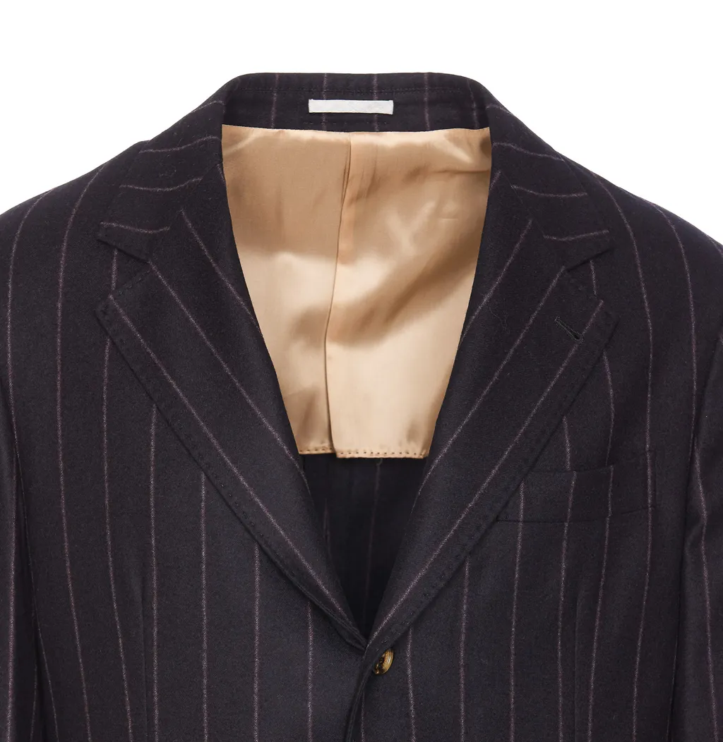 Brunello Cucinelli Single-Breasted Striped Tailored Blazer