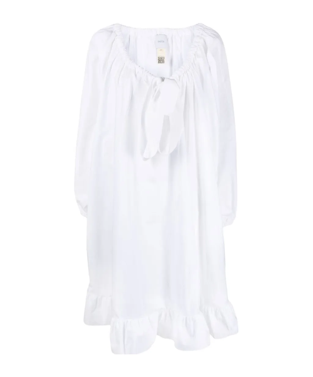 Patou Bow Detailed Long-Sleeve Mini Dress