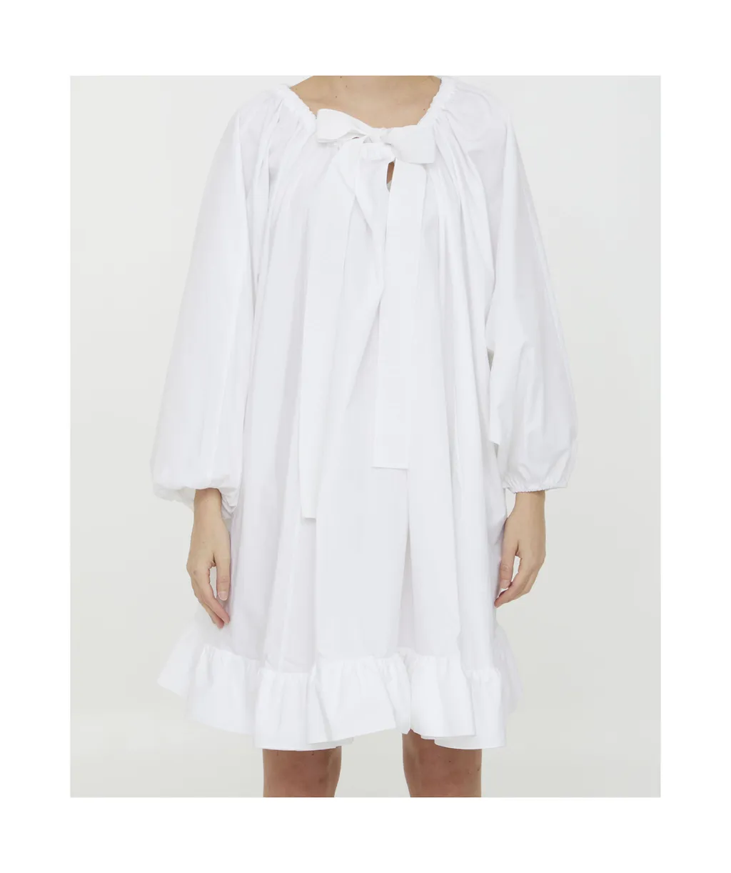 Patou Bow Detailed Long-Sleeve Mini Dress