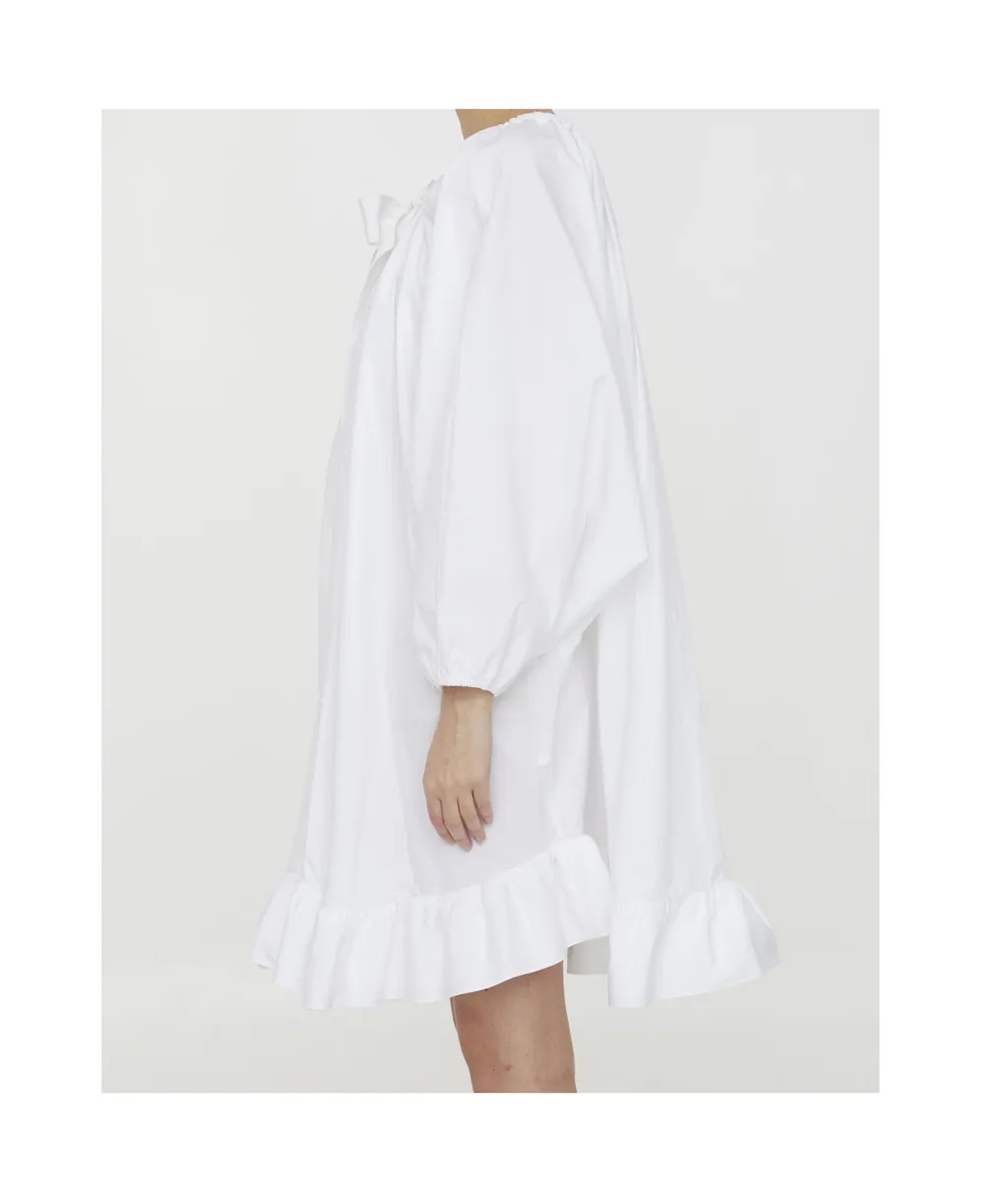 Patou Bow Detailed Long-Sleeve Mini Dress