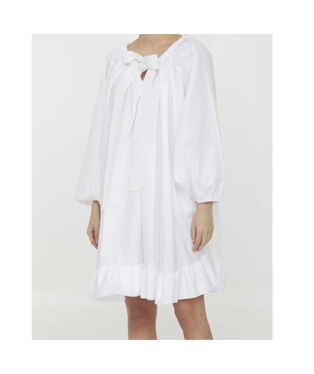 Patou Bow Detailed Long-Sleeve Mini Dress