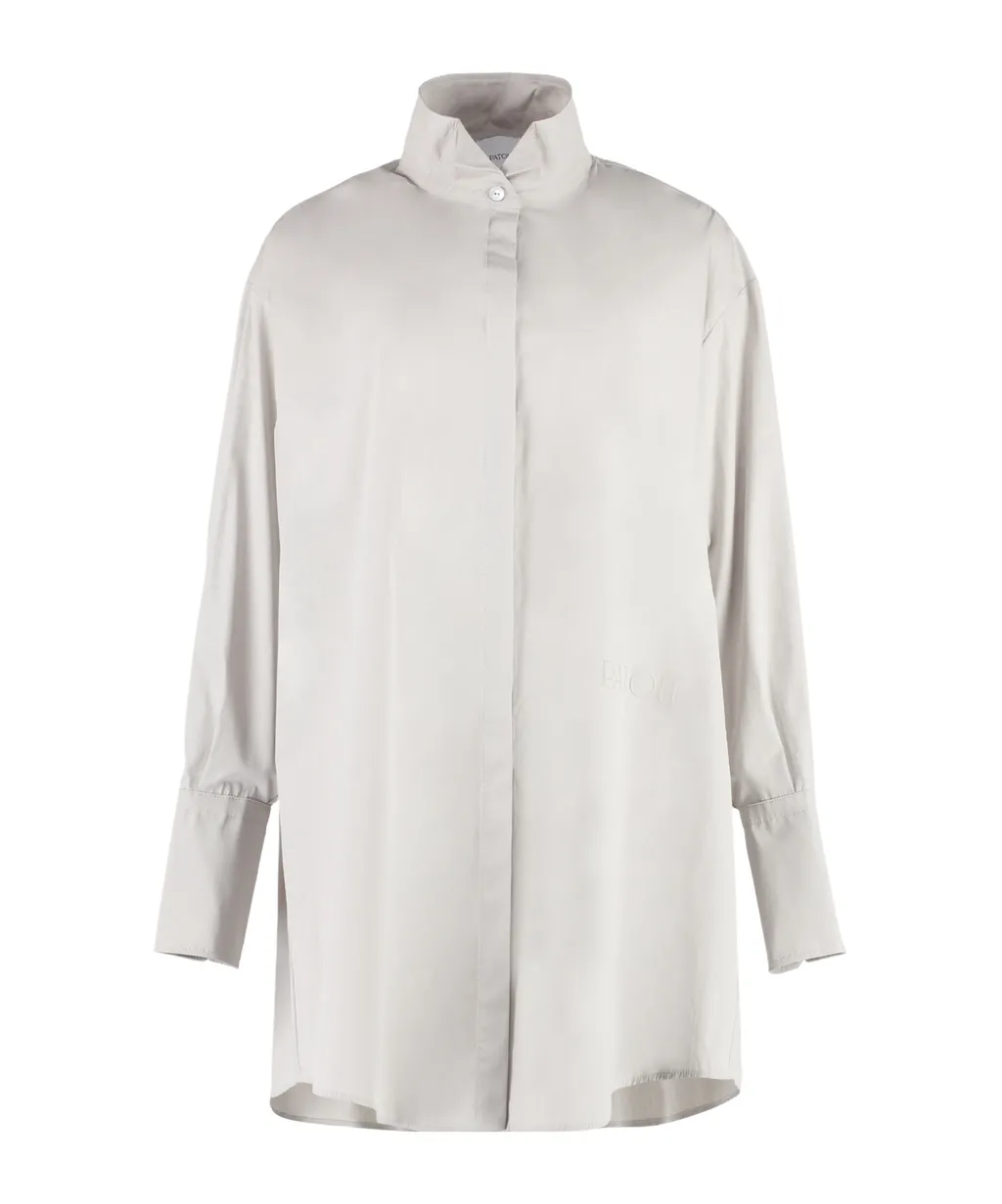 Patou Logo Embroidered Long-Sleeved Shirt Dress