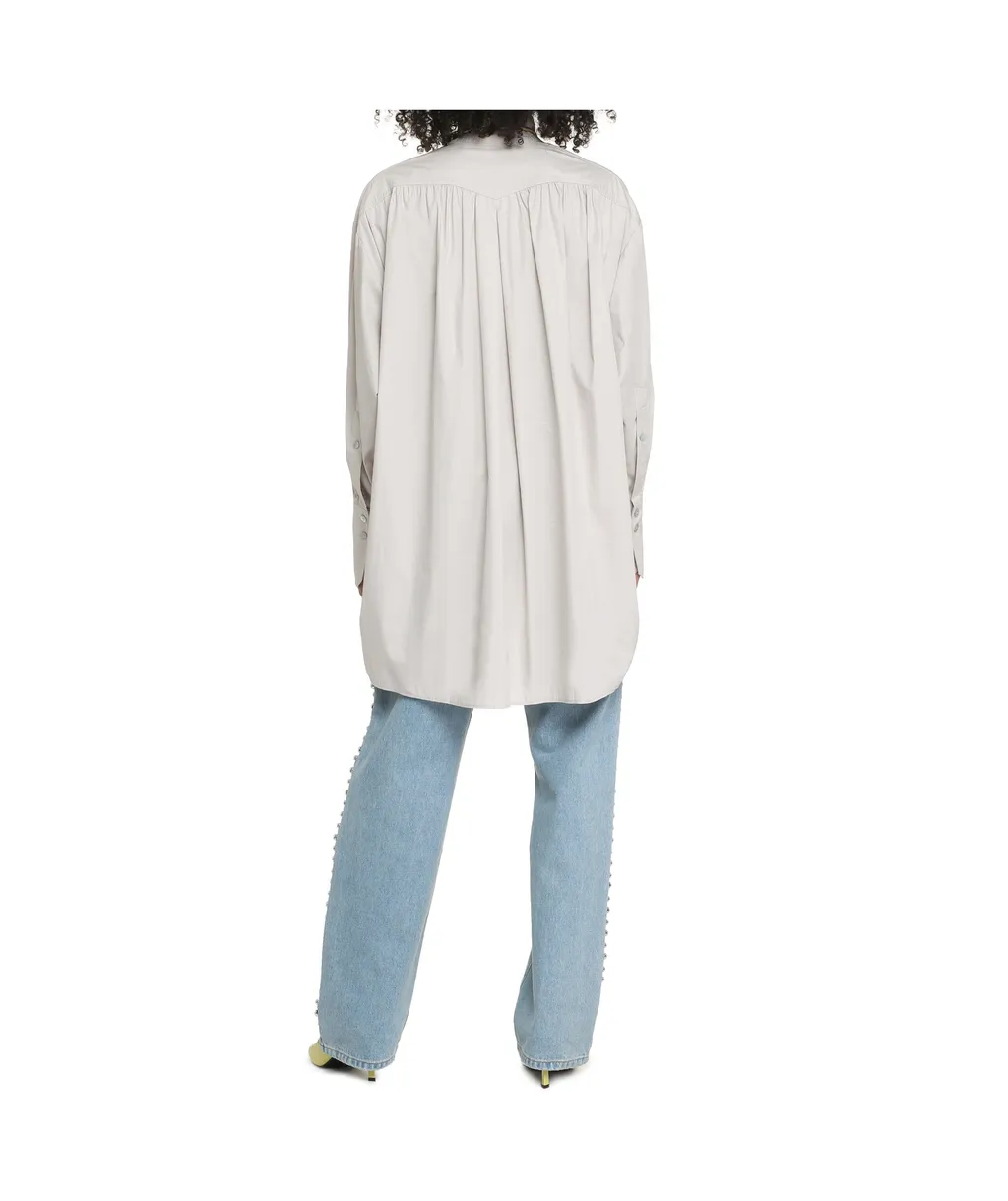 Patou Logo Embroidered Long-Sleeved Shirt Dress