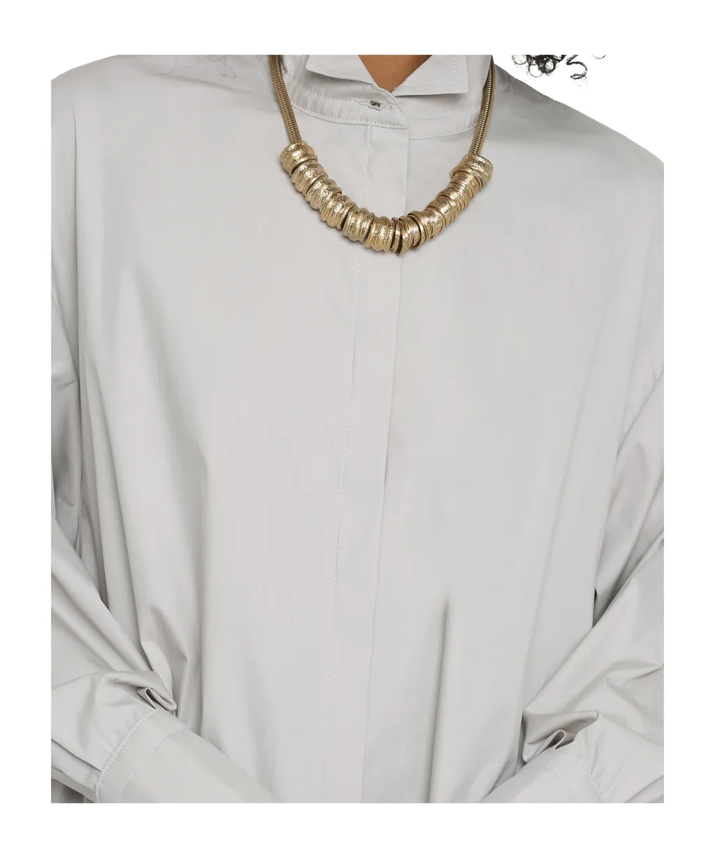 Patou Logo Embroidered Long-Sleeved Shirt Dress