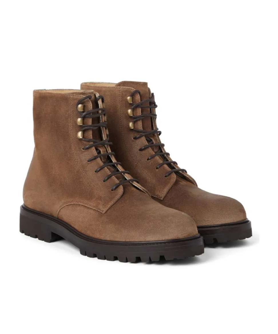 Lace-Up Suede Ankle Boots
