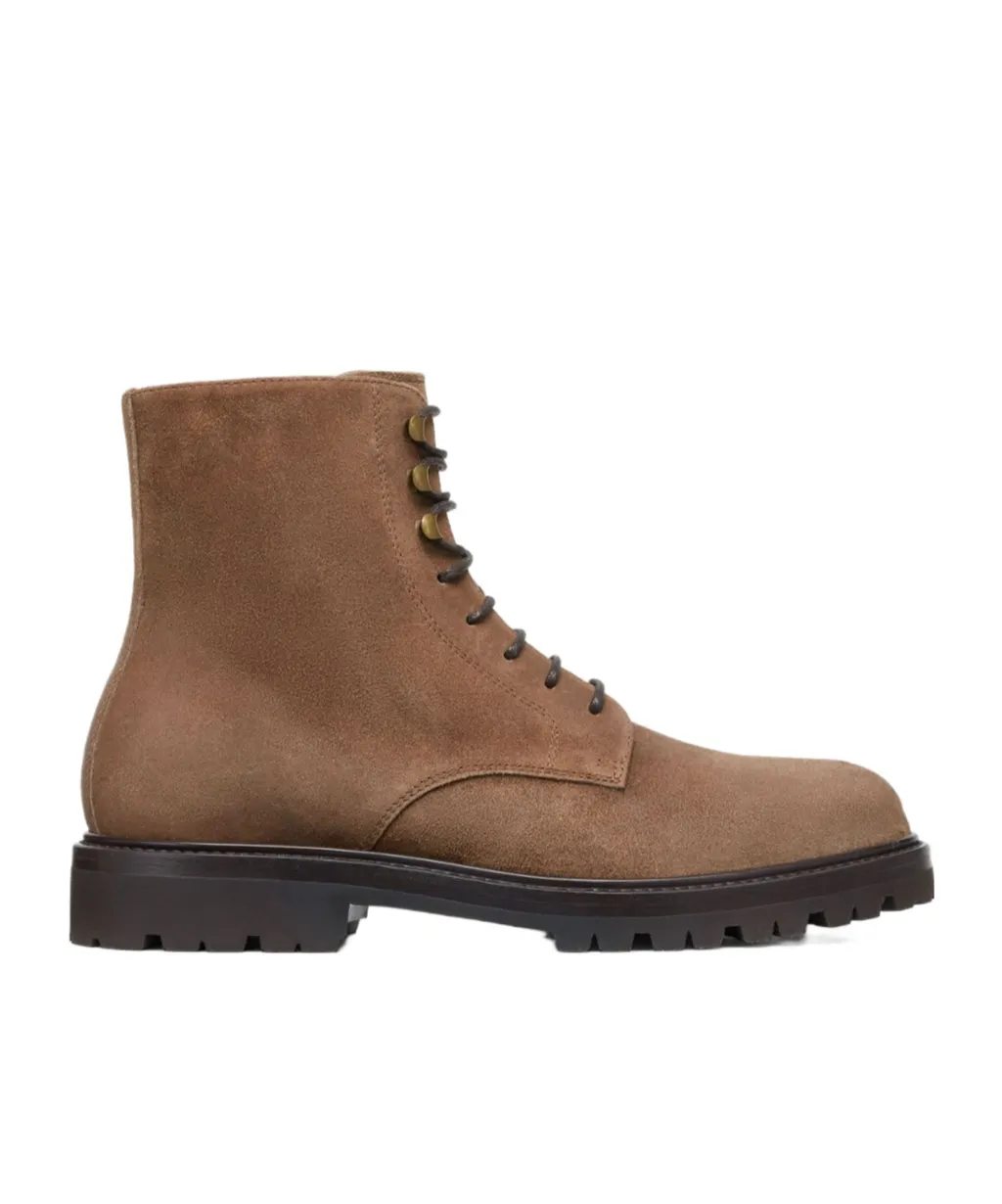 Lace-Up Suede Ankle Boots