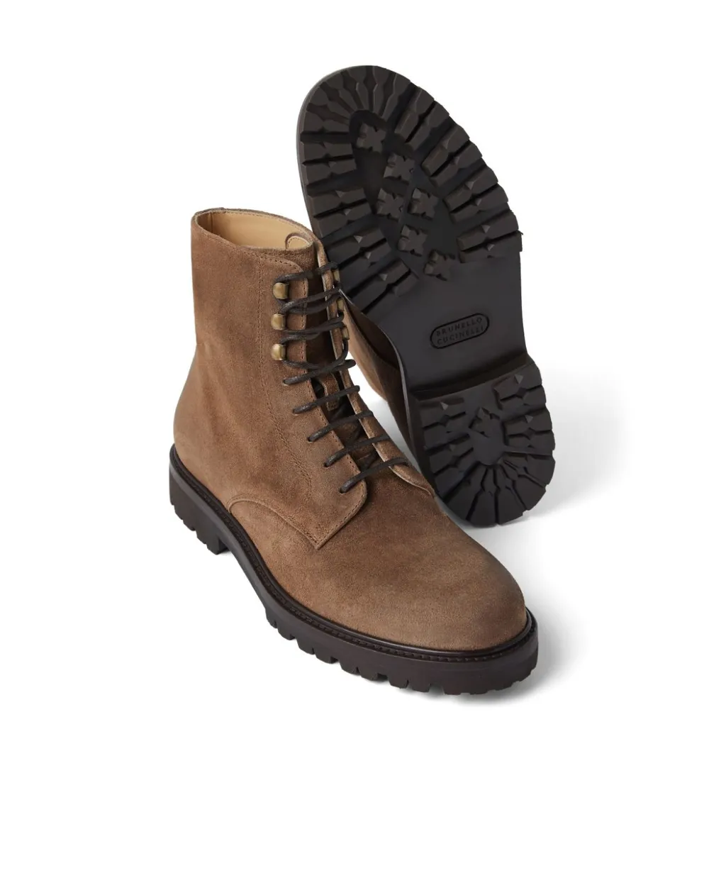 Lace-Up Suede Ankle Boots