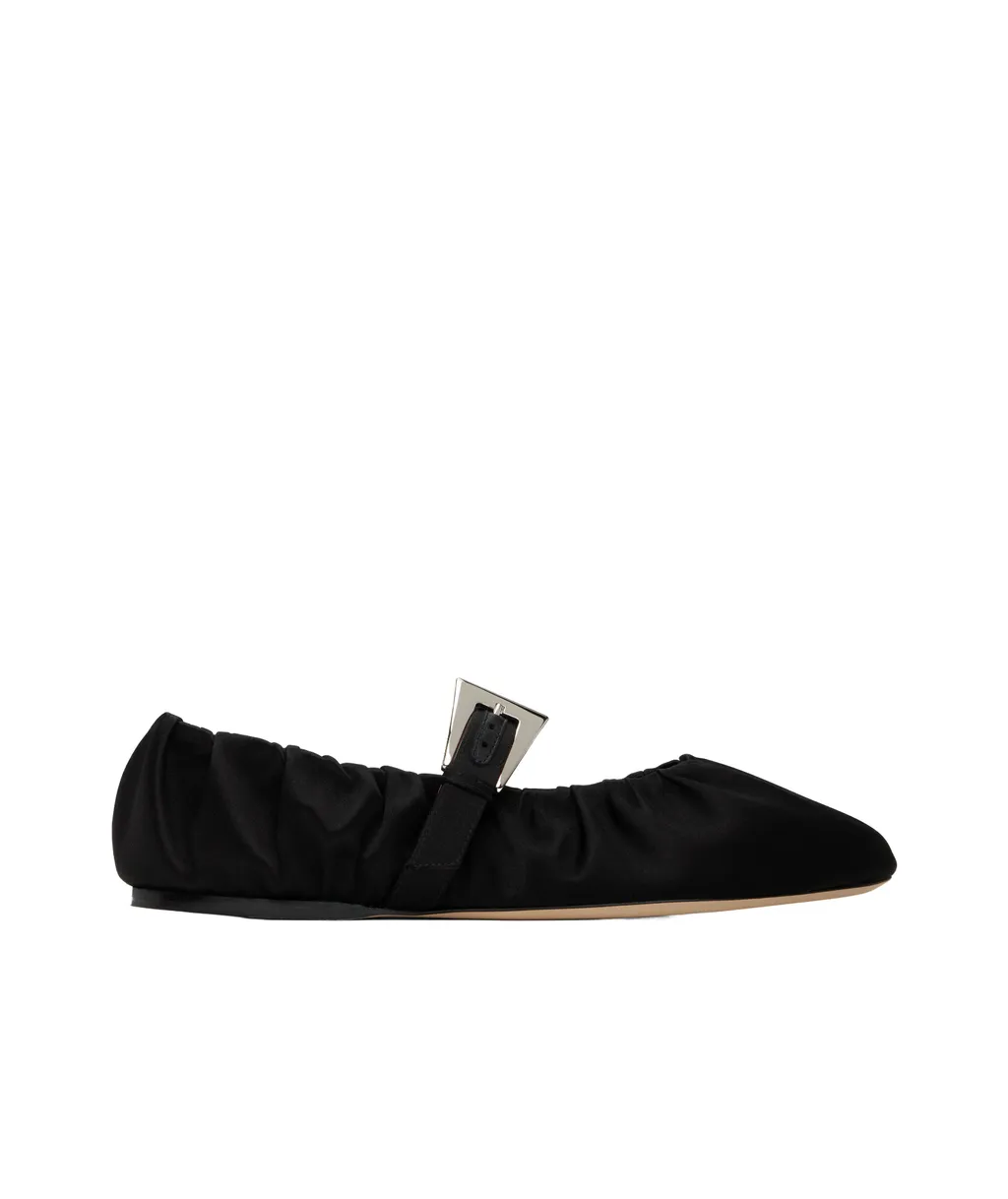 Paris Texas Sveva Plisse Buckle Ballet Flats