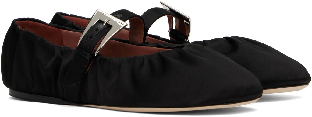 Paris Texas Sveva Plisse Buckle Ballet Flats