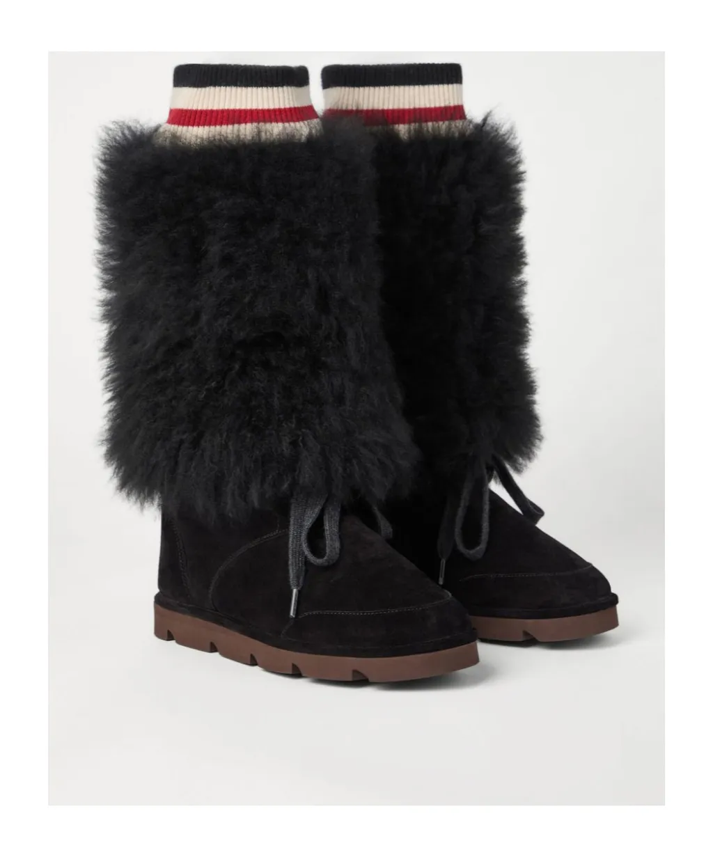 Panelled Mid-Calf Boots