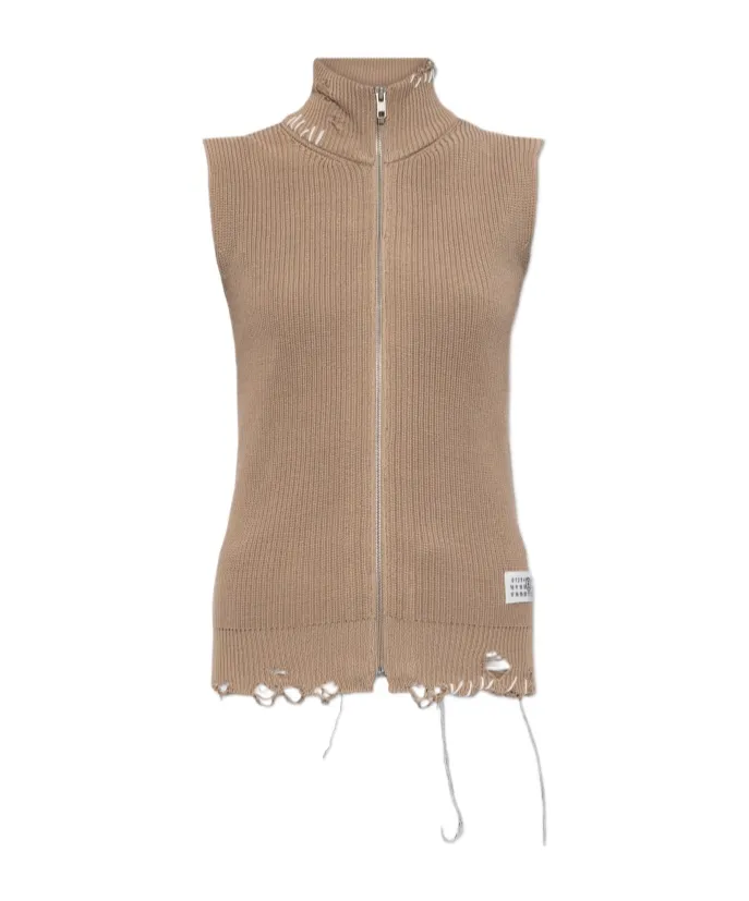 Mm6 Maison Margiela Logo Patch Distressed Vest