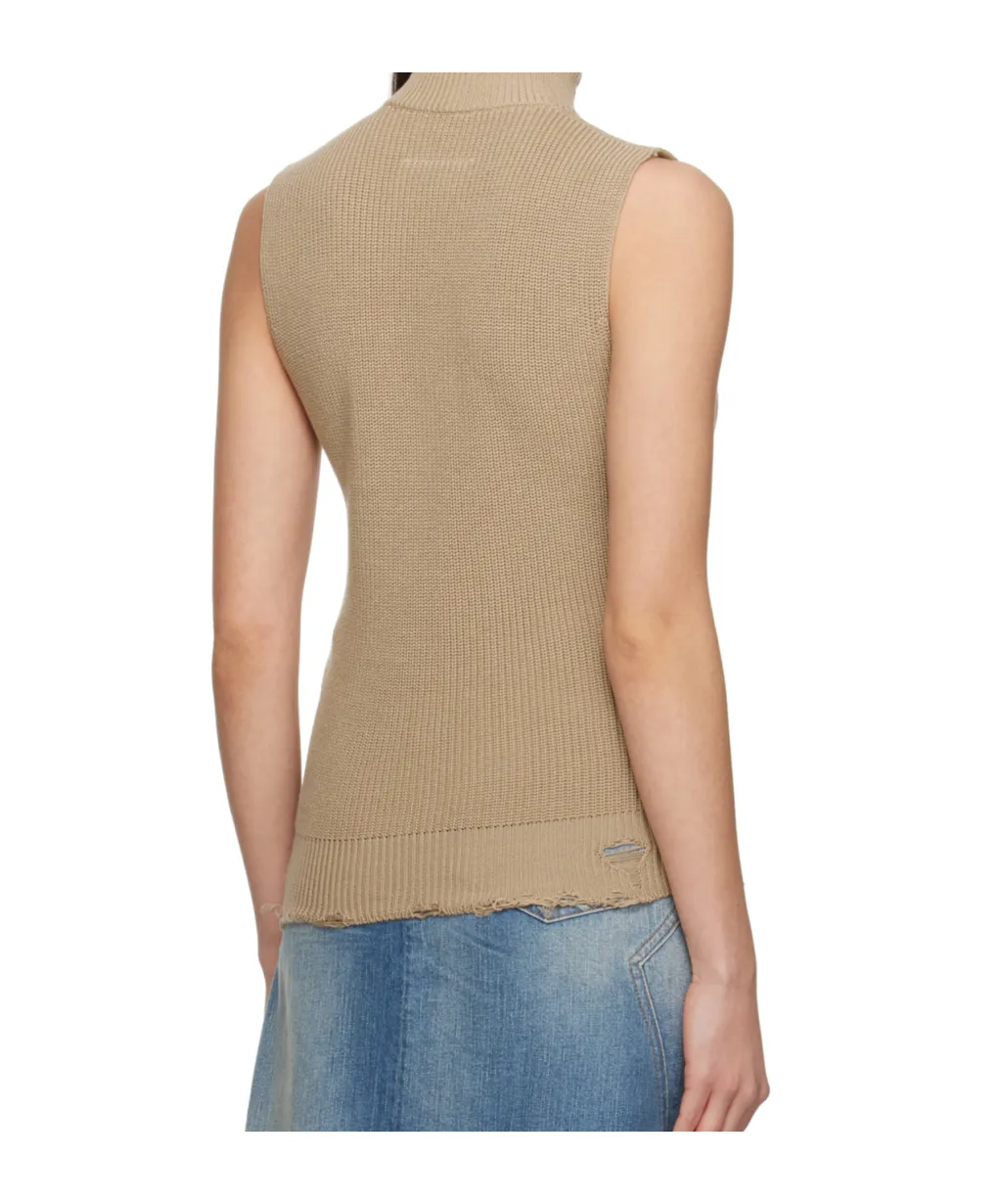 Mm6 Maison Margiela Logo Patch Distressed Vest
