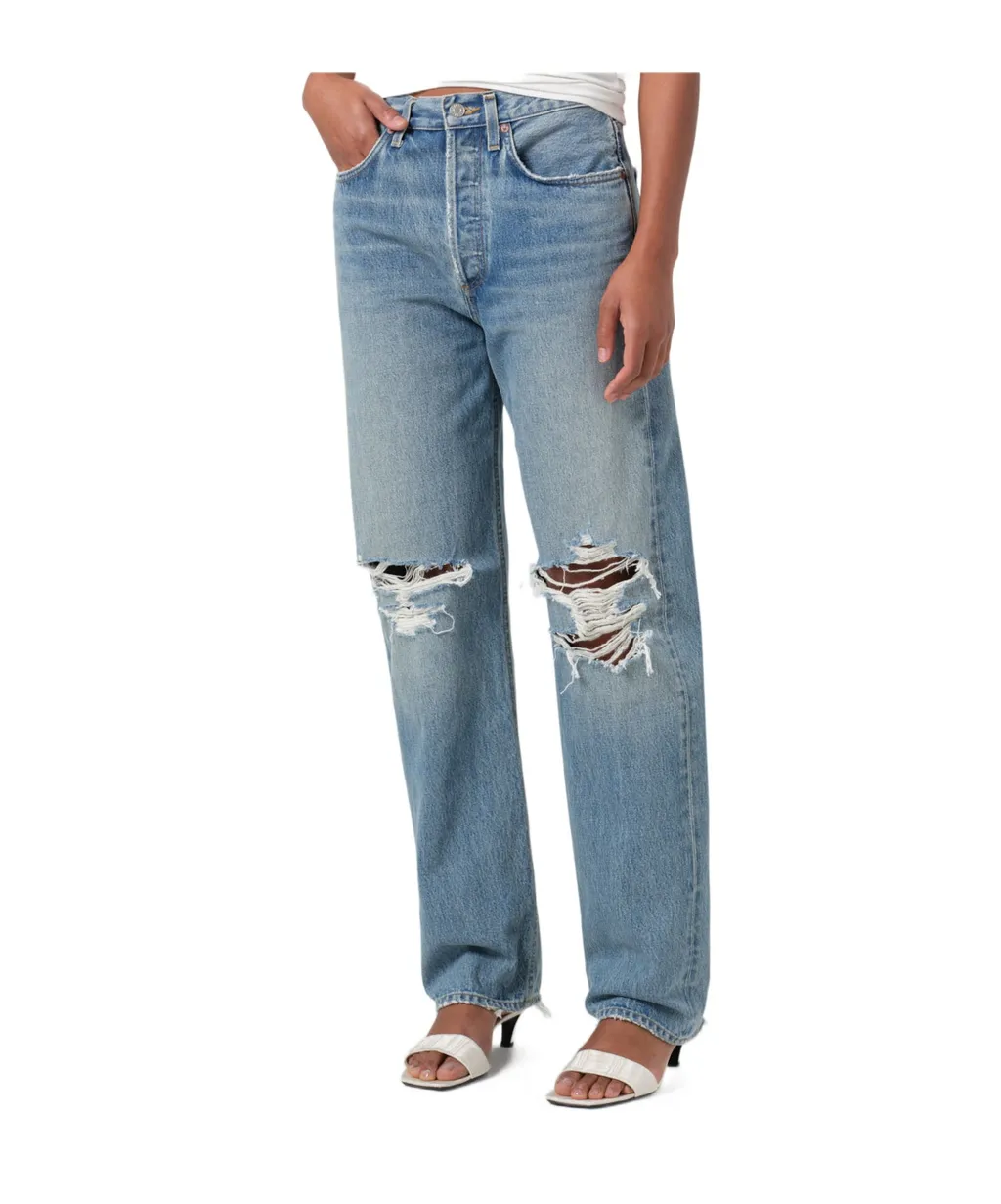 Agolde Kelly Distressed Straight-Leg Jeans