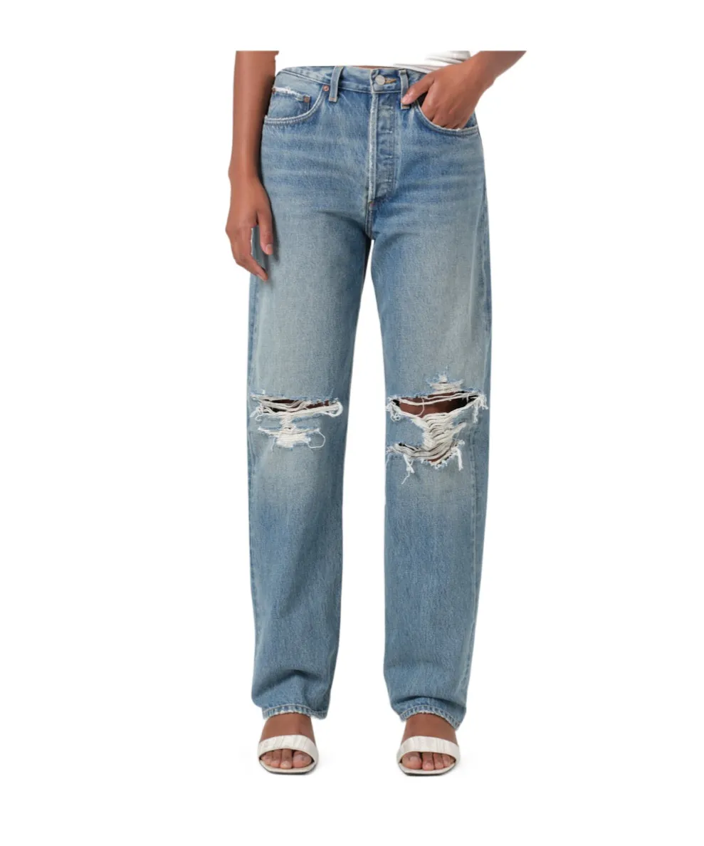 Agolde Kelly Distressed Straight-Leg Jeans