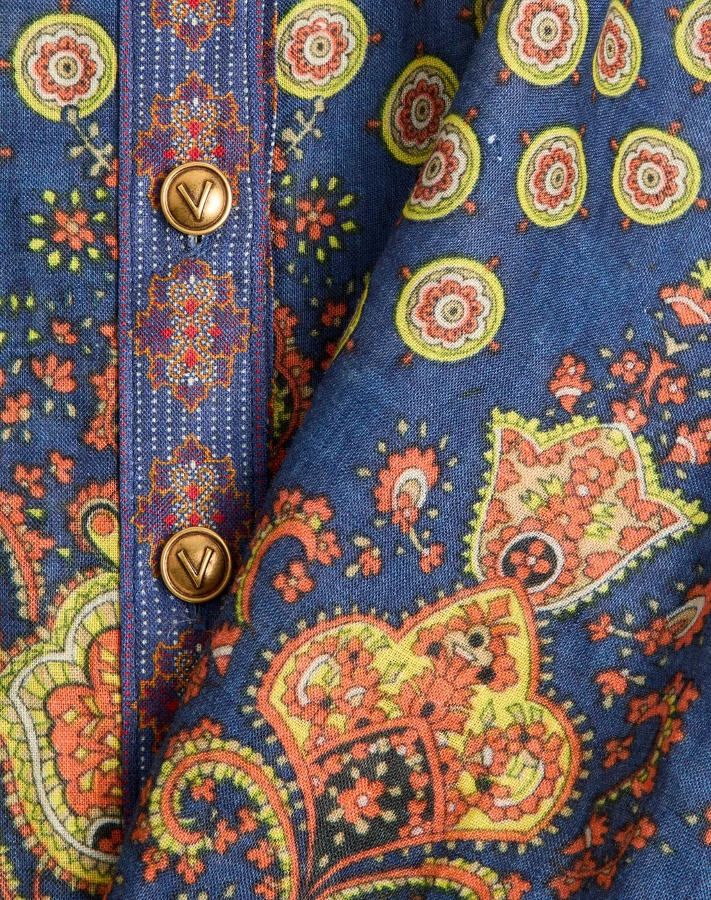 Shirt In Lino Paisley Medaglioni Voyage Imaginaire
