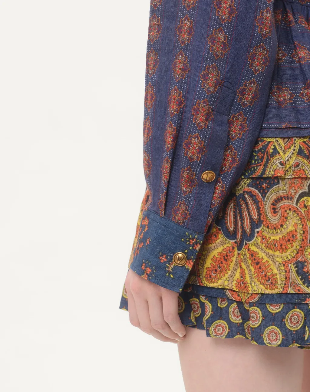 Shirt In Lino Paisley Medaglioni Voyage Imaginaire