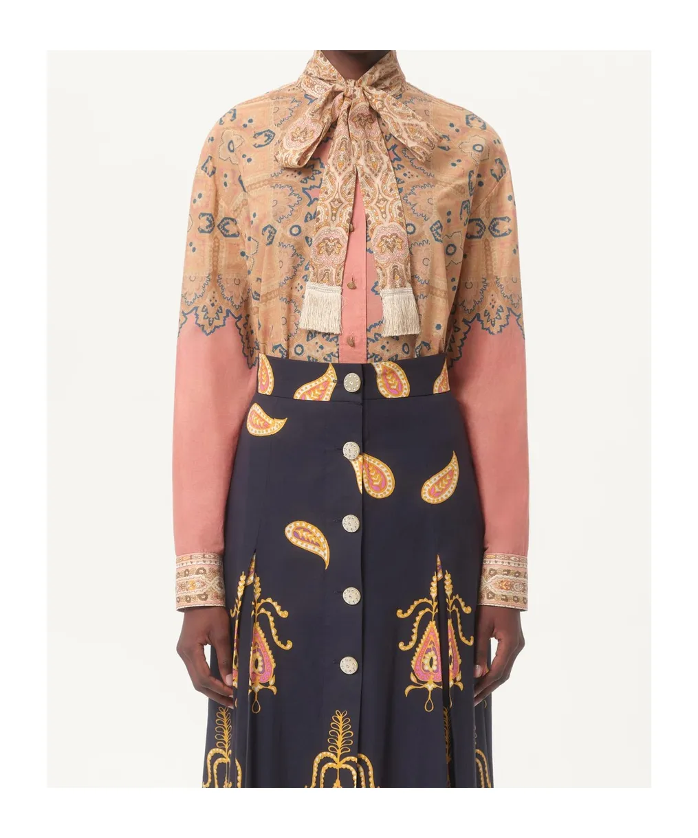 Valentino All-Over Printed Pussy-Bow Shirt