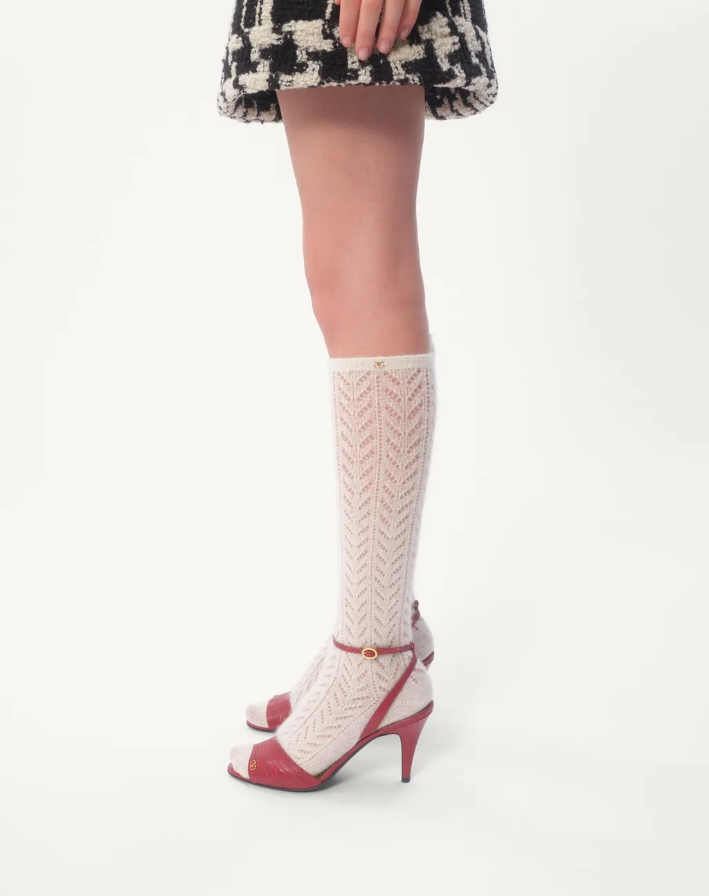 Valentino Checked Mid-Rise Tweed Skirt