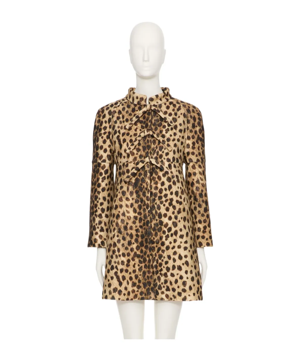 Jaguar Spots Printed Wool Cloth Coat