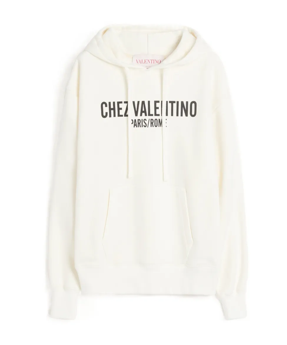 Valentino Logo Printed Drawstring Hoodie