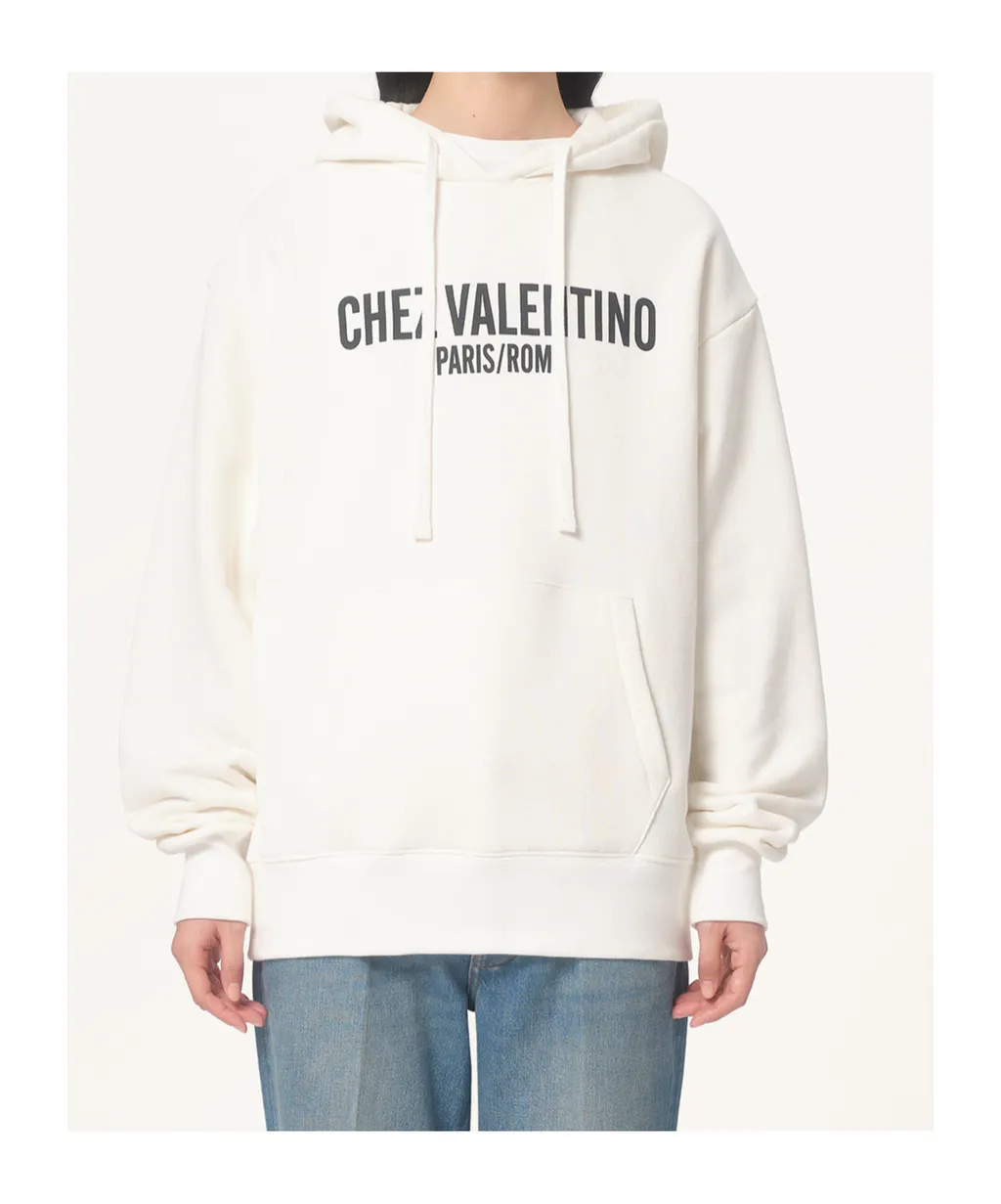 Valentino Logo Printed Drawstring Hoodie