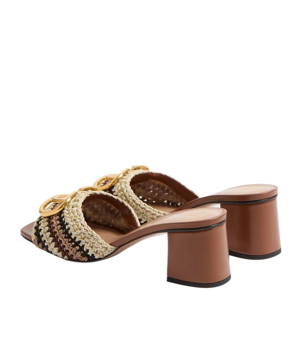 Vlogo Signature Slide Sandal With Crochet Embroidery 60Mm