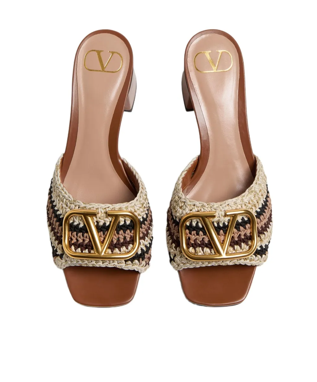 Vlogo Signature Slide Sandal With Crochet Embroidery 60Mm