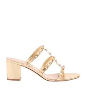 Rockstud Slide Sandal In Laminated Nappa Leather 60Mm