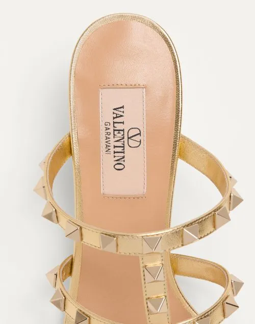 Rockstud Slide Sandal In Laminated Nappa Leather 60Mm