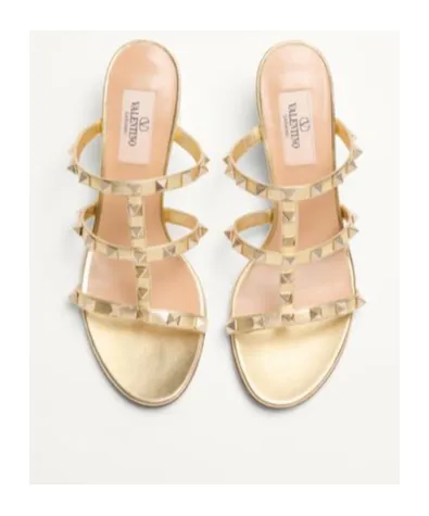 Rockstud Slide Sandal In Laminated Nappa Leather 60Mm