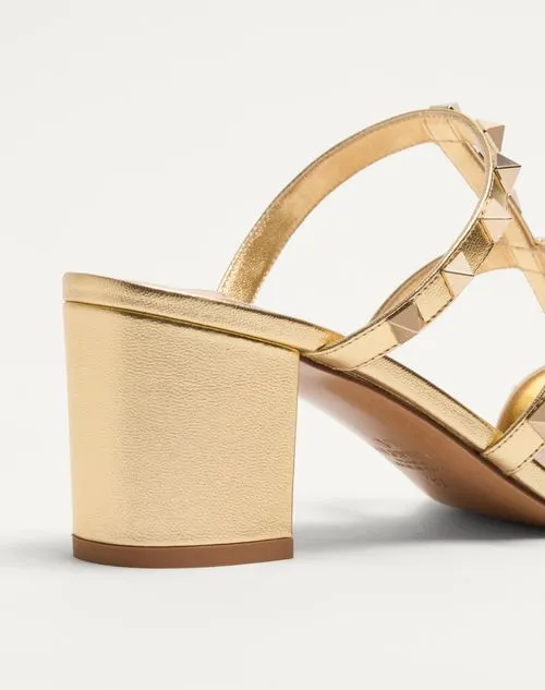 Rockstud Slide Sandal In Laminated Nappa Leather 60Mm