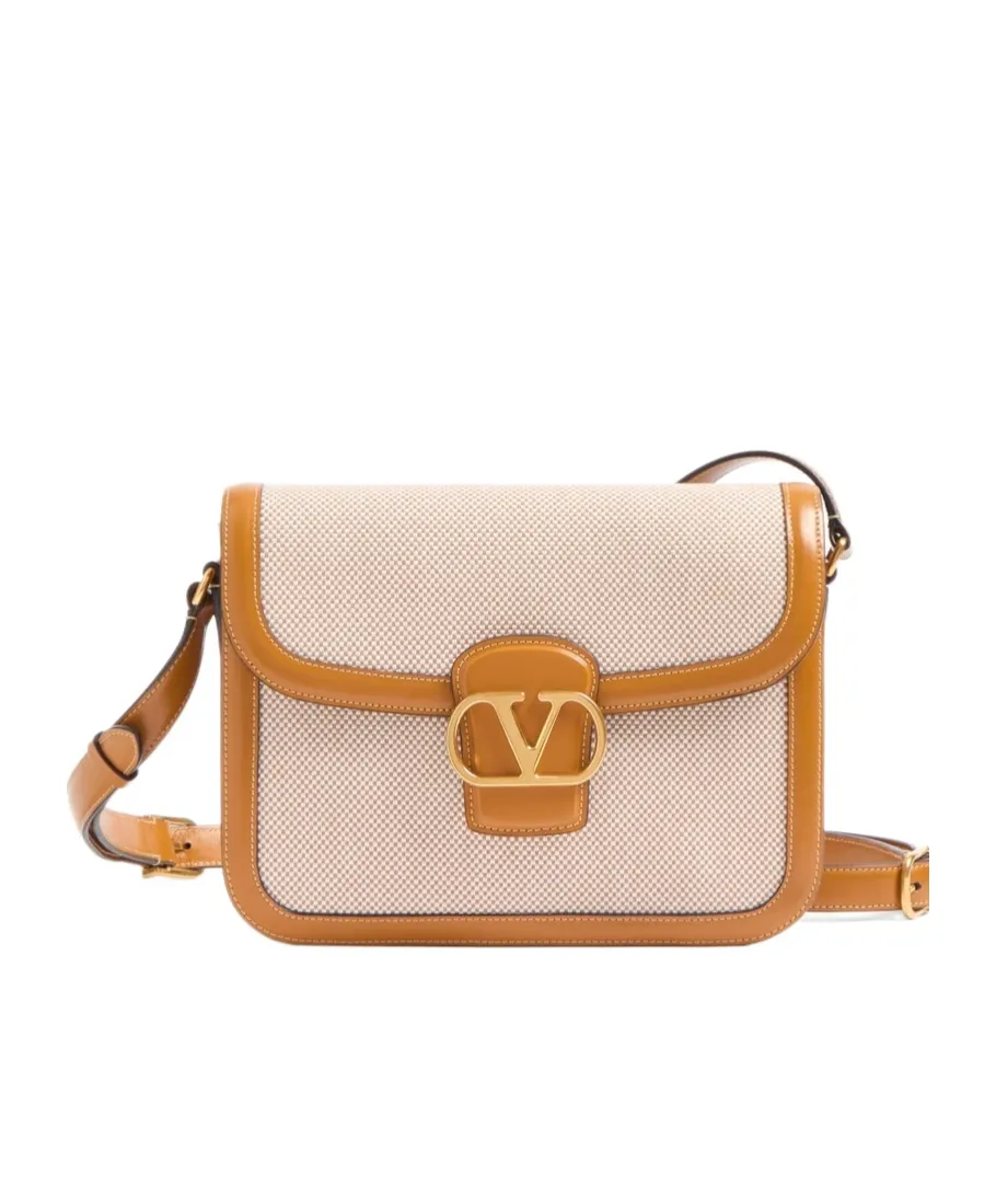 Valentino Logo Plaque Foldover Top Shoulder Bag