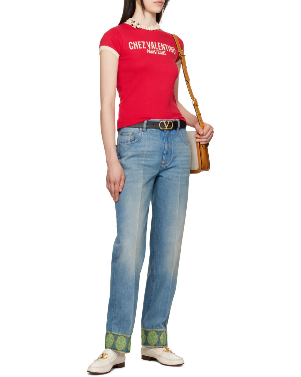 Valentino Logo Plaque Foldover Top Shoulder Bag