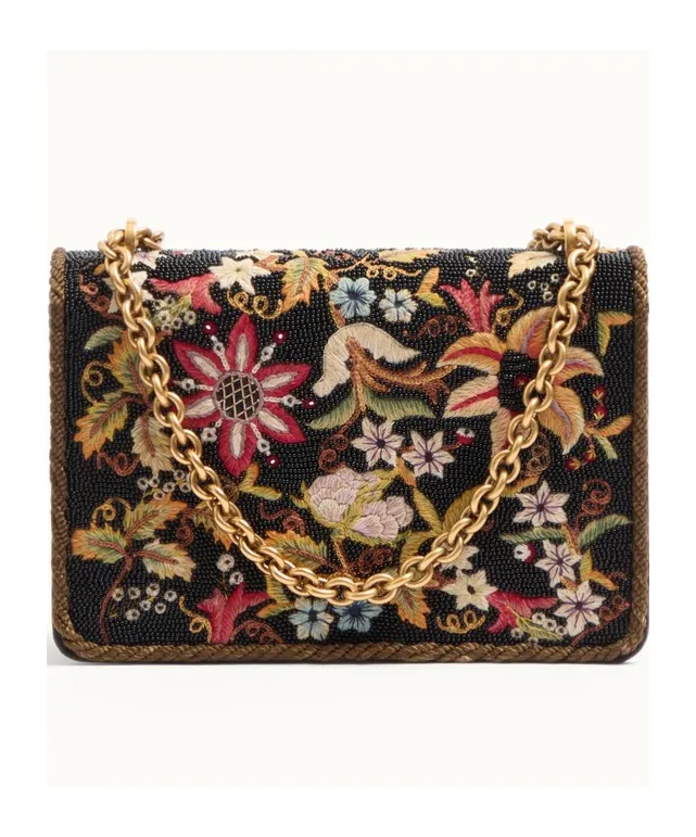 Valentino Vain Embroidered Foldover Top Shoulder Bag