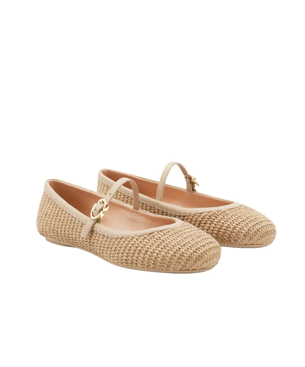 Gianvito Rossi Carla Buckle-Strap Ballerina Shoes