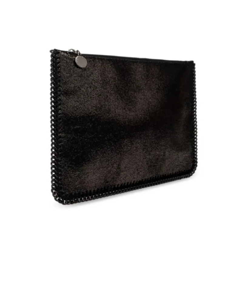 Stella Mccartney Logo Plaque Zipped Clutch Bag