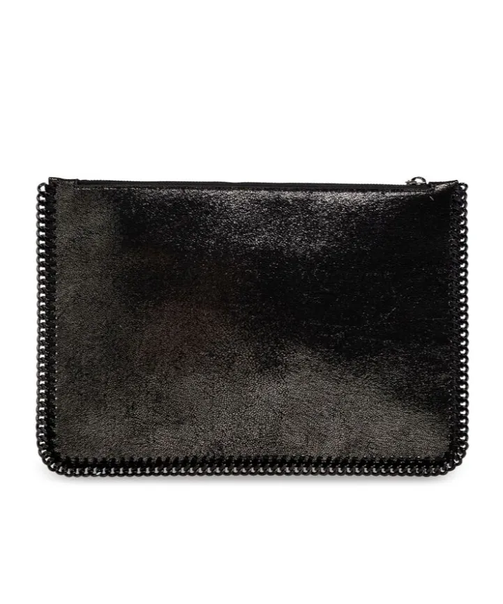 Stella Mccartney Logo Plaque Zipped Clutch Bag