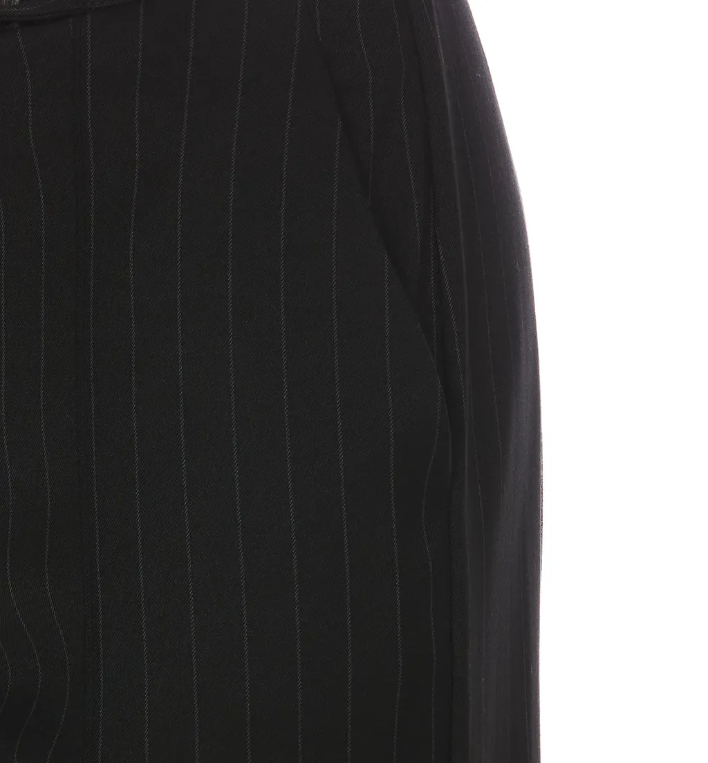 Flannel Pinstripe-Print Tailored Trousers