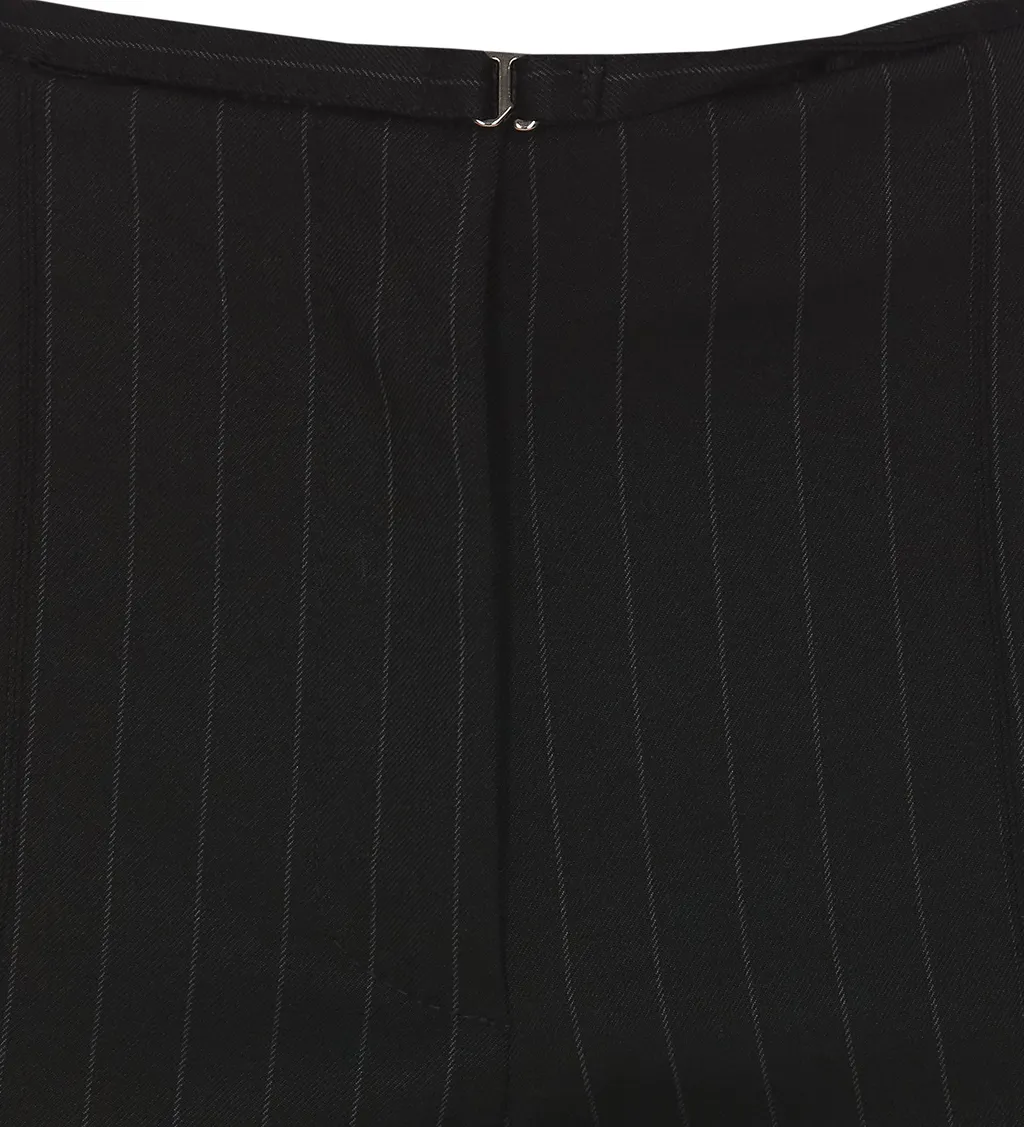 Flannel Pinstripe-Print Tailored Trousers