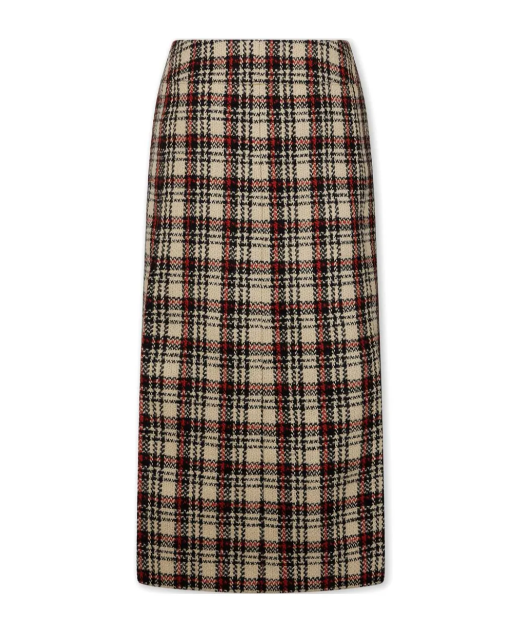 Tartan-Pattern Midi Skirt