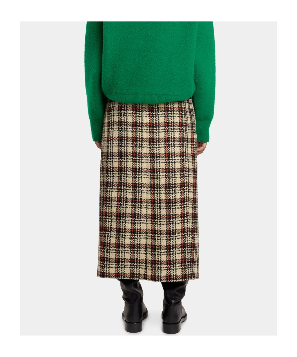 Tartan-Pattern Midi Skirt