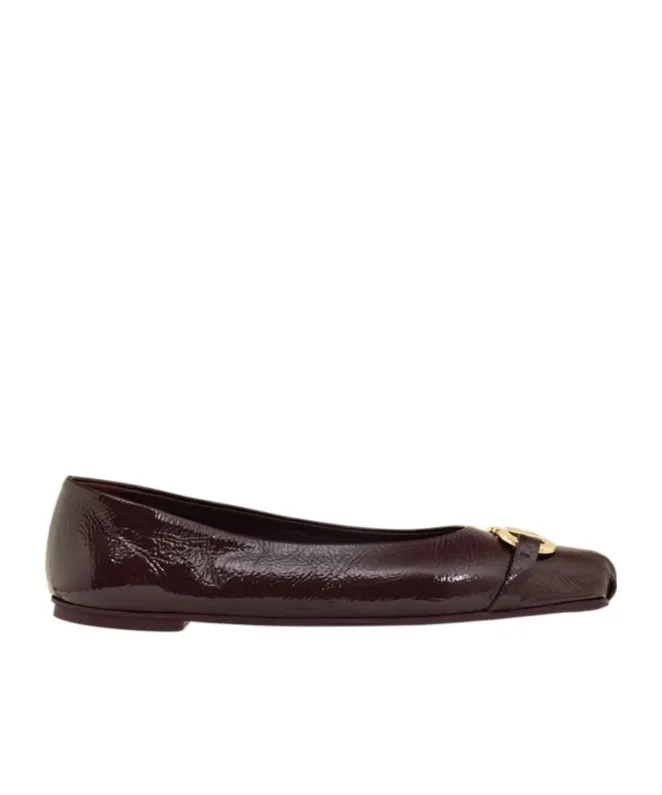 Ferragamo Gancini Embellished Ballet Flat Shoes