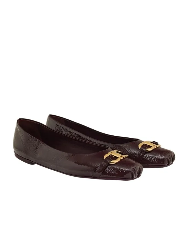 Ferragamo Gancini Embellished Ballet Flat Shoes